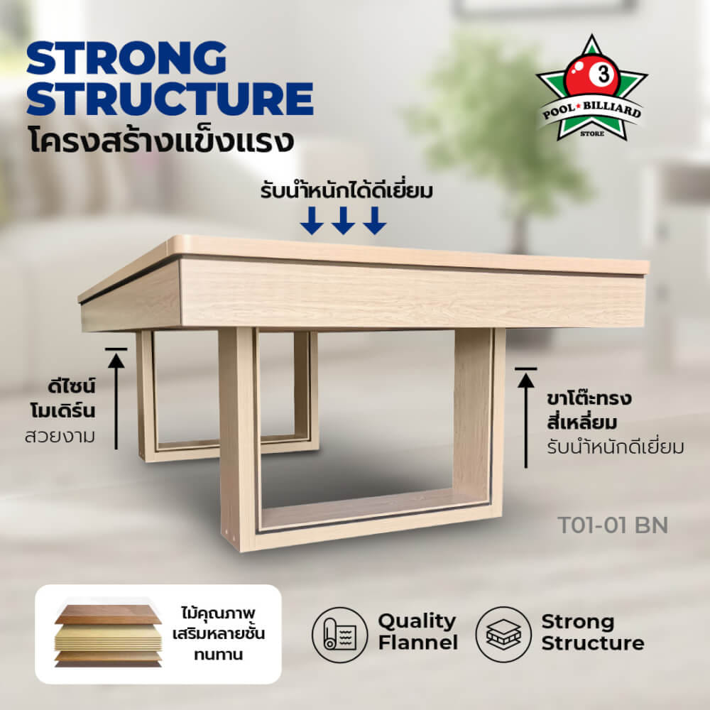โต๊ะพูล POOL BILLIARD TABLE V.3 ขนาด 7 ฟุต สักหลากสีน้ำเงิน_3